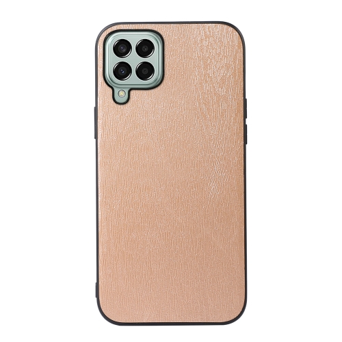 

For Samsung Galaxy M33 5G Wood Texture PU Phone Case(Gold)