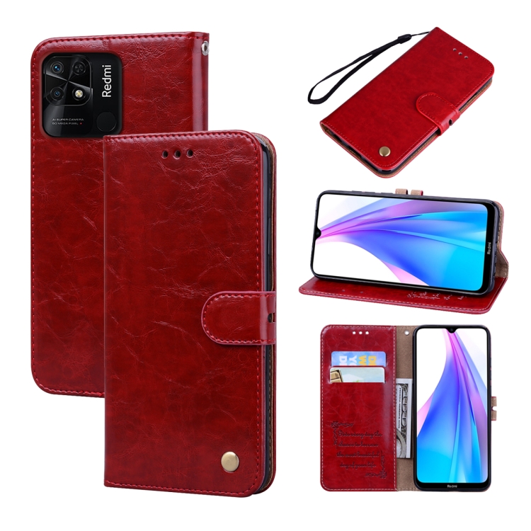 

For Xiaomi Redmi 10C Oil Wax Texture Leather Phone Case(Red)