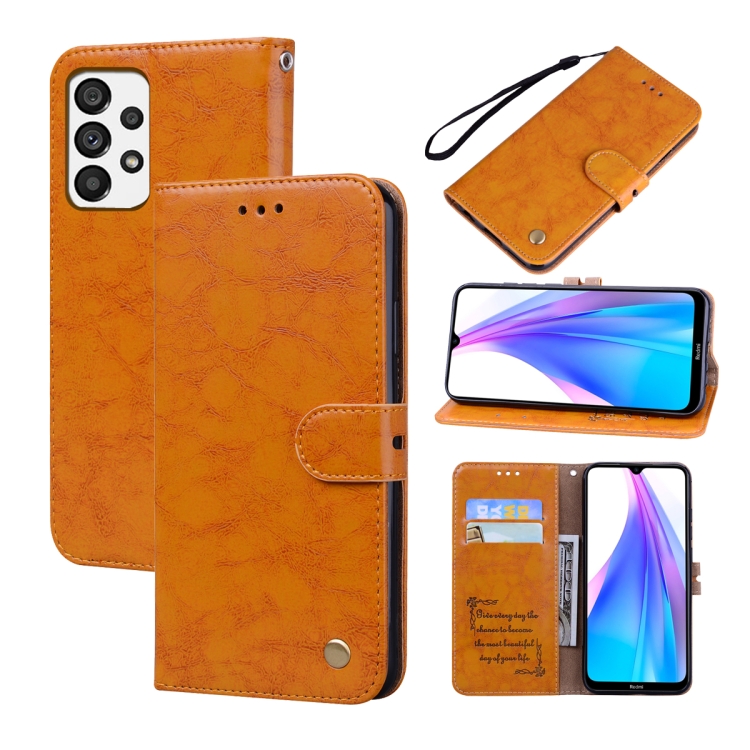 

For Samsung Galaxy A13 4G Oil Wax Texture Leather Phone Case(Yellow)