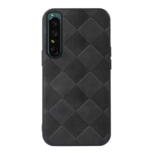 For Sony Xperia 1 IV Weave Plaid PU Phone Case(Black)