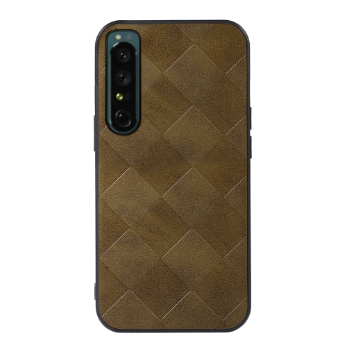 

For Sony Xperia 1 IV Weave Plaid PU Phone Case(Green)