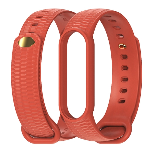 

For Xiaomi Mi Band 6 / 5 Mijobs Solid Color Honeycomb Silicone Watch Band(Orange)