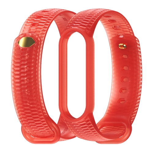 

For Xiaomi Mi Band 6 / 5 Mijobs Translucent Color Honeycomb Silicone Watch Band(Red)