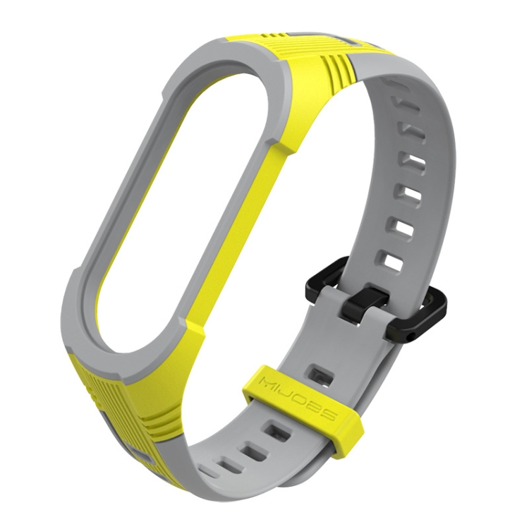 

For Xiaomi Mi Band 6 / 5 Mijobs Two-color Silicone Watch Band(Yellow+Grey)