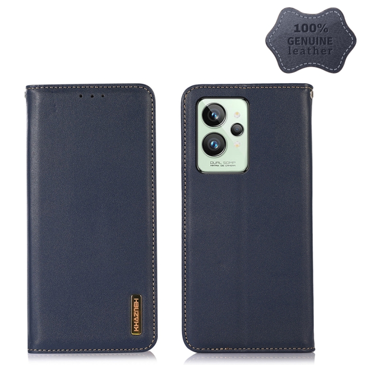 

For OPPO Realme GT2 Pro KHAZNEH Nappa Top Layer Cowhide Leather Phone Case(Blue)