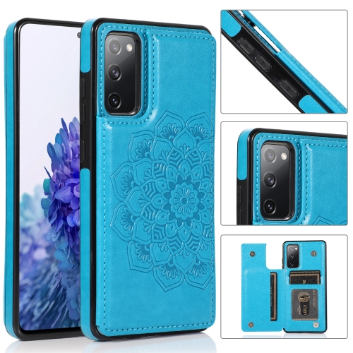 

For Samsung Galaxy S20 FE Double Buckle Mandala PU+TPU Phone Case(Blue)