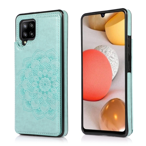 

For Samsung Galaxy A42 5G Double Buckle Mandala PU+TPU Phone Case(Green)