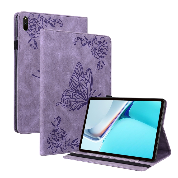 

For Huawei MatePad 11 2021 Butterfly Flower Embossed Leather Tablet Case(Purple)