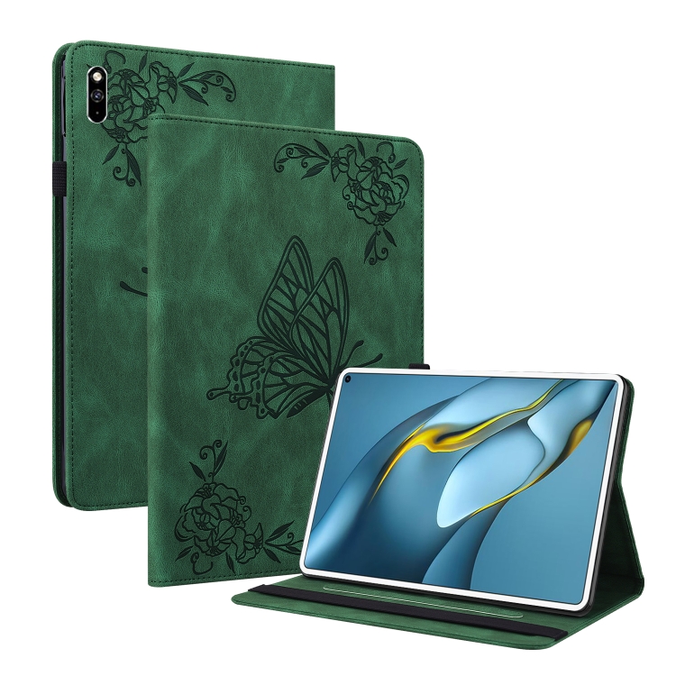 

For Huawei MatePad Pro 10.8 2021 Butterfly Flower Embossed Leather Tablet Case(Green)
