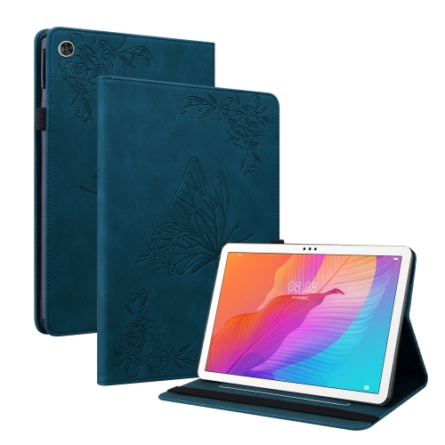 

For Huawei MatePad T 10s/Enjoy Tablet 2 Butterfly Flower Embossed Leather Tablet Case(Blue)