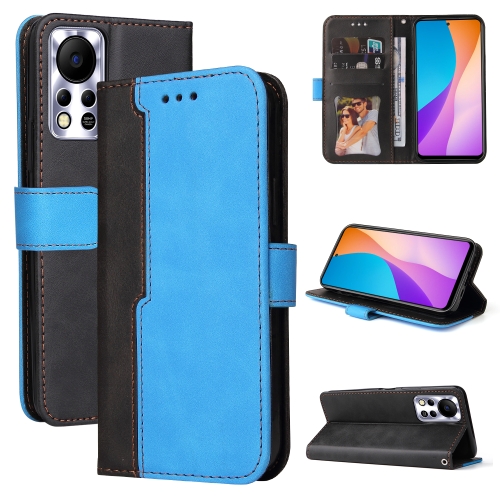 

For Infinix Hot 11S NFC Stitching-Color Horizontal Flip Leather Case(Blue)