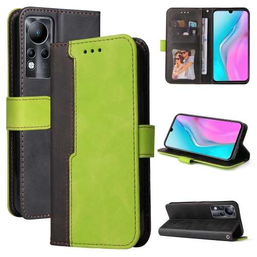 

For Infinix Note 11 Stitching-Color Horizontal Flip Leather Case(Green)