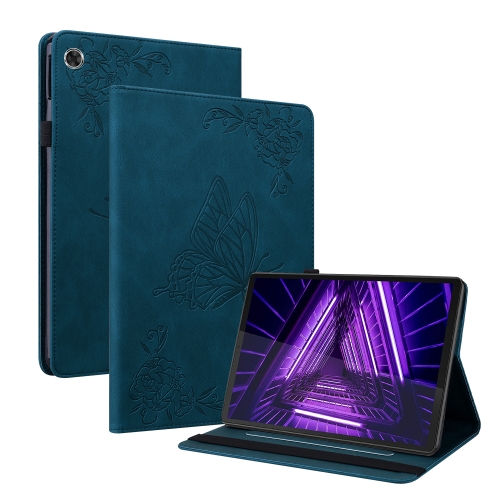 

For Lenovo M10 Plus 10.3 TB-X606F/TB-X606X Butterfly Flower Embossed Leather Tablet Case(Blue)