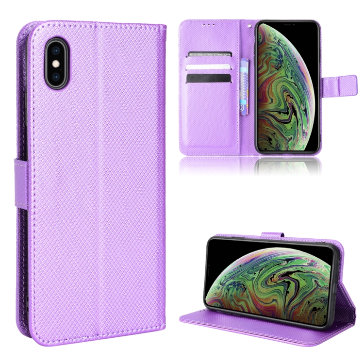 

Diamond Texture Leather Phone Case For iPhone XS Max(Purple)
