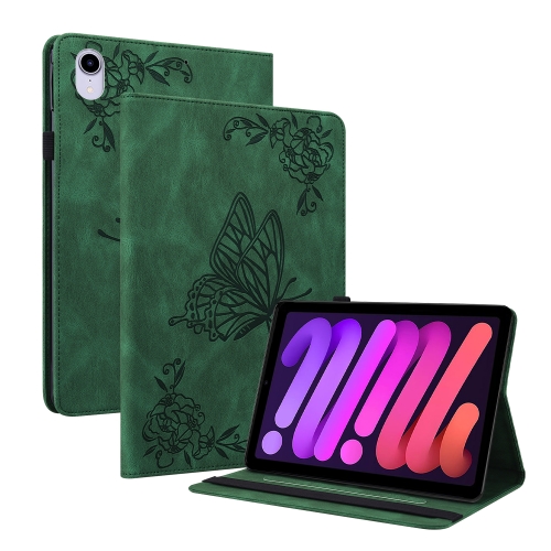 

Butterfly Flower Embossed Leather Tablet Case For iPad mini 6(Green)