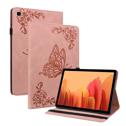 

For Samsung Galaxy Tab A7 10.4 2020 SM-T500/T505 Butterfly Flower Embossed Leather Tablet Case(Rose Gold)