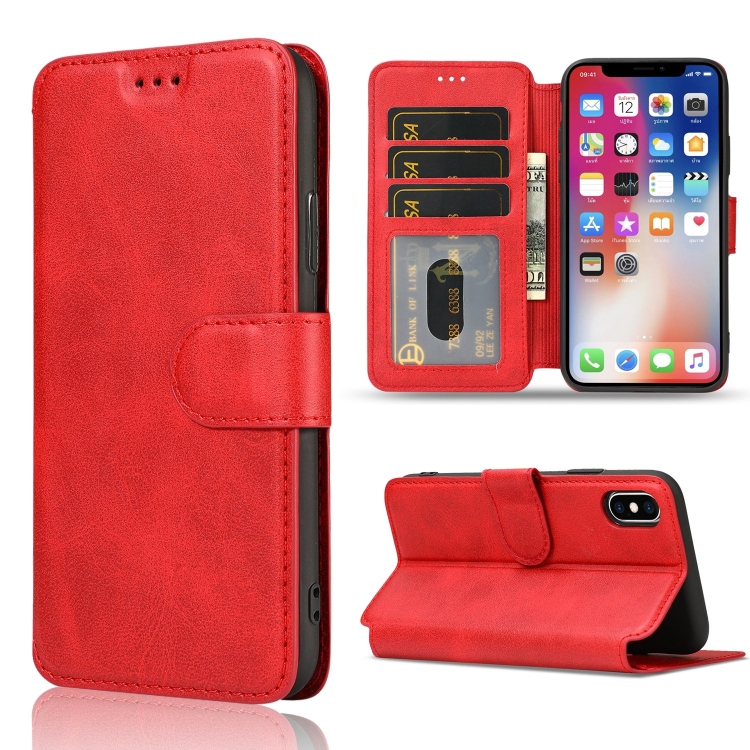 

For iPhone X / XS Shockproof PU + TPU Leather Phone Case(Red)