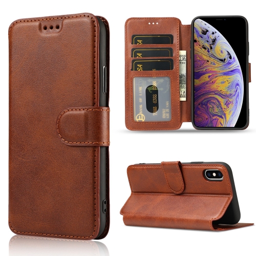 

For iPhone XS Max Shockproof PU + TPU Leather Phone Case(Brown)