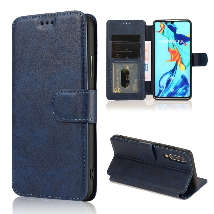 

For Huawei P30 Shockproof PU + TPU Leather Phone Case(Blue)