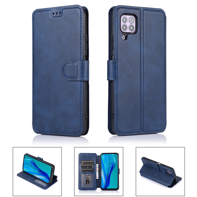 

For Huawei P40 Lite Shockproof PU + TPU Leather Phone Case(Blue)