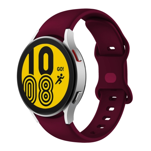 

For Samsung Galaxy Watch4 Classic 46mm / Watch4 44mm Butterfly Buckle Silicone Watch Band(Wine Red)