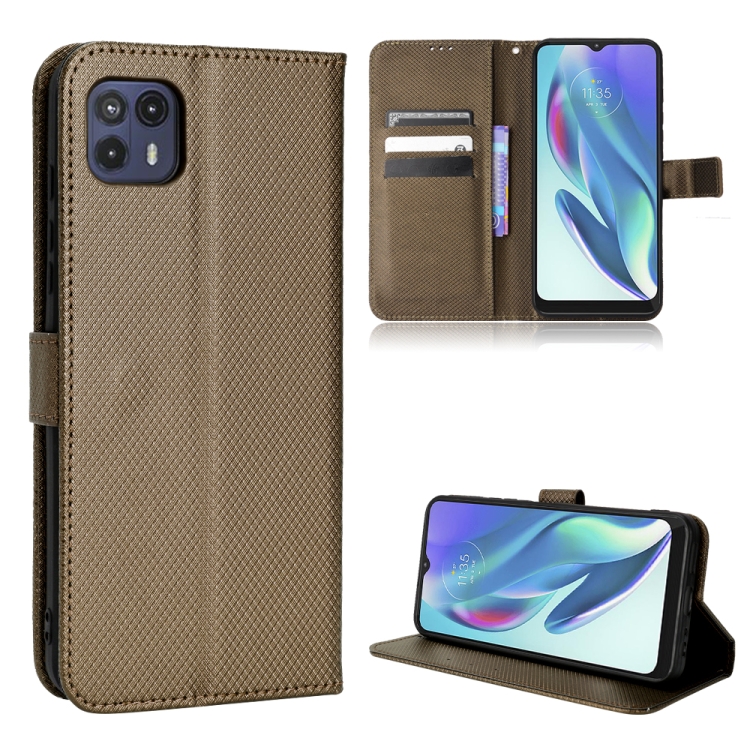 

For Motorola Moto G50 5G Global Diamond Texture Leather Phone Case(Brown)