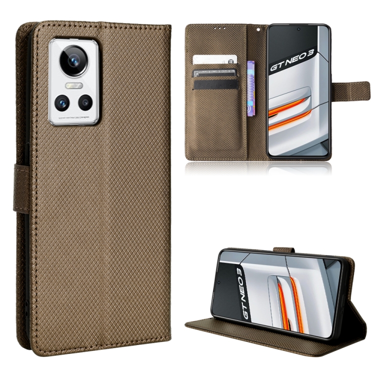 

For OPPO Realme GT Neo3 Diamond Texture Leather Phone Case(Brown)