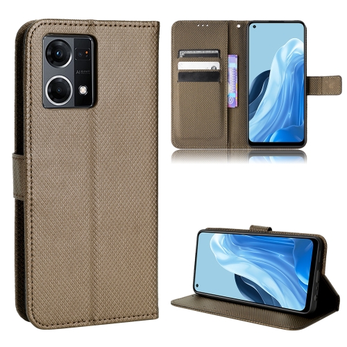 

For OPPO Reno7 4G / F21 Pro Diamond Texture Leather Phone Case(Brown)