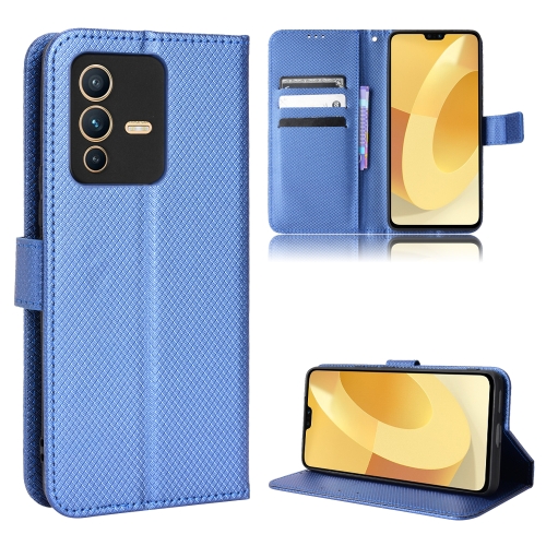 

For vivo S12 / V23 5G Diamond Texture Leather Phone Case(Blue)