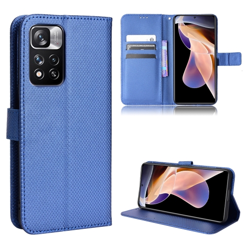 

For Xiaomi Poco X4 NFC /Redmi Note 11 Pro China Diamond Texture Leather Phone Case(Blue)