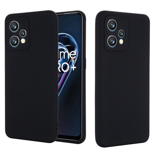 

For OPPO Realme 9 Pro+ 5G Global Pure Color Liquid Silicone Shockproof Full Coverage Phone Case(Black)