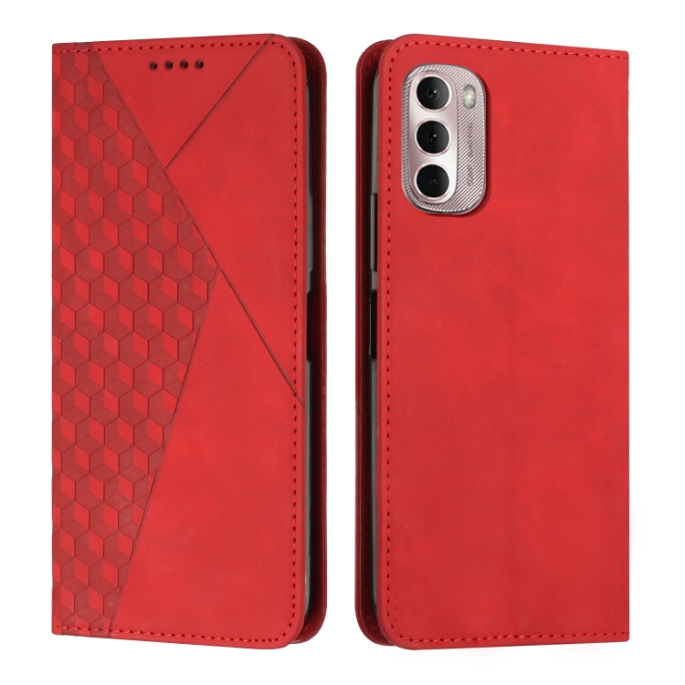 

For Motorola Moto G Stylus 2022 4G Diamond Splicing Skin Feel Magnetic Leather Phone Case(Red)