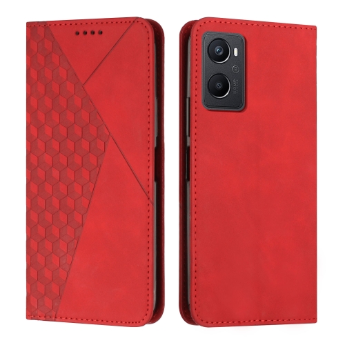 

For OPPO A96 5G/Reno 7 Z/OnePlus Nord N20 5G Diamond Splicing Skin Feel Magnetic Leather Phone Case(Red)