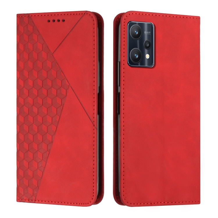 

For OPPO Realme 9 Pro/Realme V25 Diamond Splicing Skin Feel Magnetic Leather Phone Case(Red)
