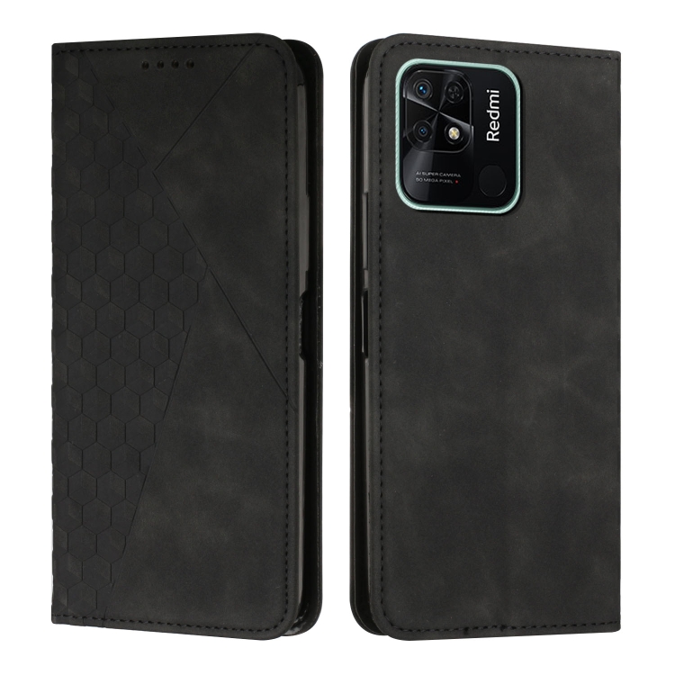 

For Xiaomi Redmi 10C 4G Global/ Redmi 10 India Diamond Splicing Skin Feel Magnetic Leather Phone Case(Black)