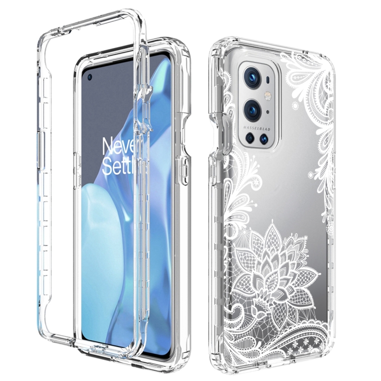 

For OnePlus 9 Pro PC+TPU Transparent Painted Phone Case(White Flower)