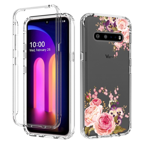

For LG V60 ThinQ 5G PC+TPU Transparent Painted Phone Case(Pink Rose)