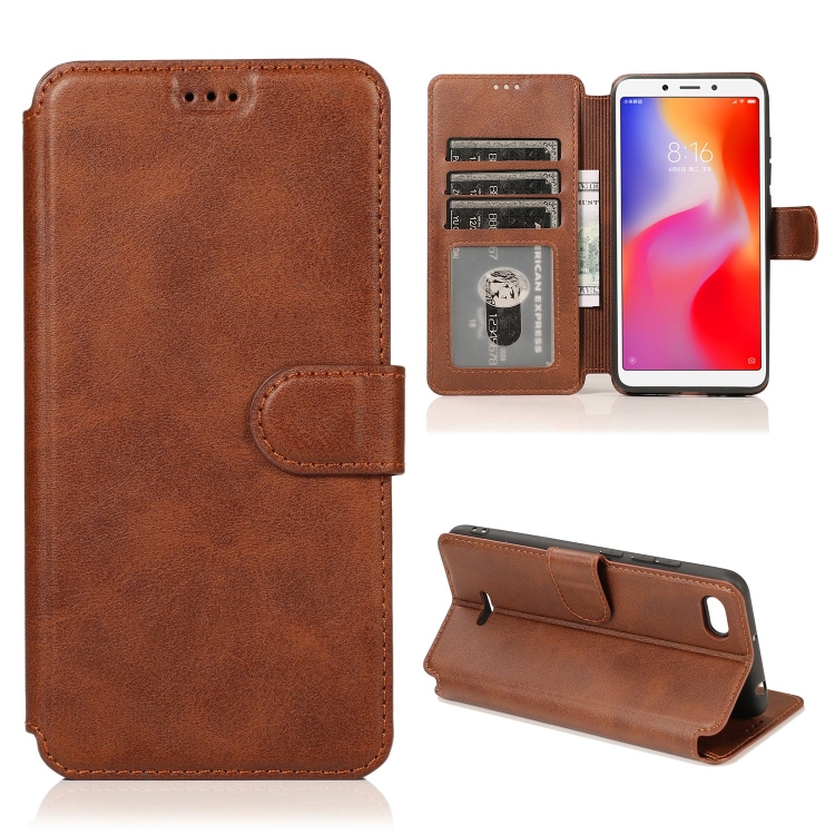 

For Xiaomi Redmi 6A Shockproof PU + TPU Leather Phone Case(Brown)