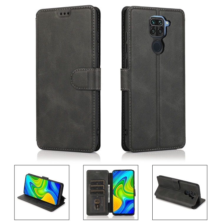 

For Xiaomi Redmi Note 9 Shockproof PU + TPU Leather Phone Case(Black)