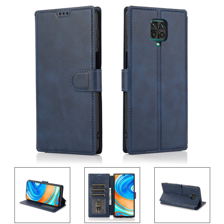 

For Xiaomi Redmi Note 9 Pro Shockproof PU + TPU Leather Phone Case(Blue)