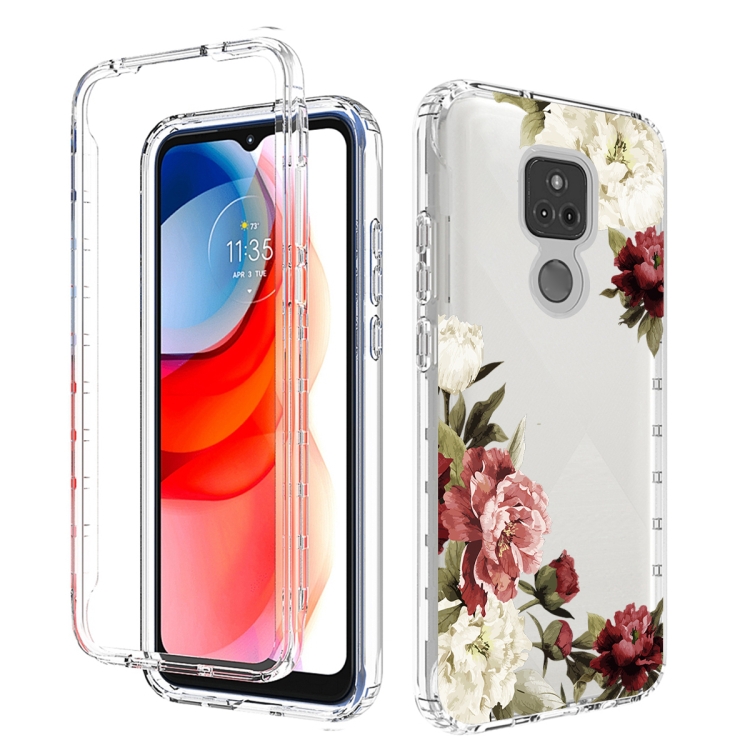 

For Motorola Moto G Play PC+TPU Transparent Painted Phone Case(Rose)