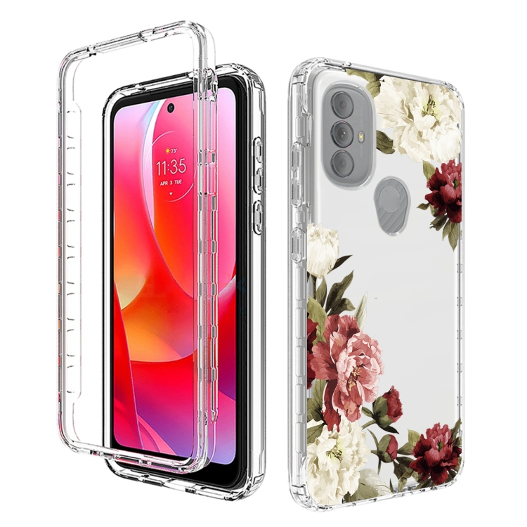 

For Motorola Moto G Power 2022 PC+TPU Transparent Painted Phone Case(Rose)