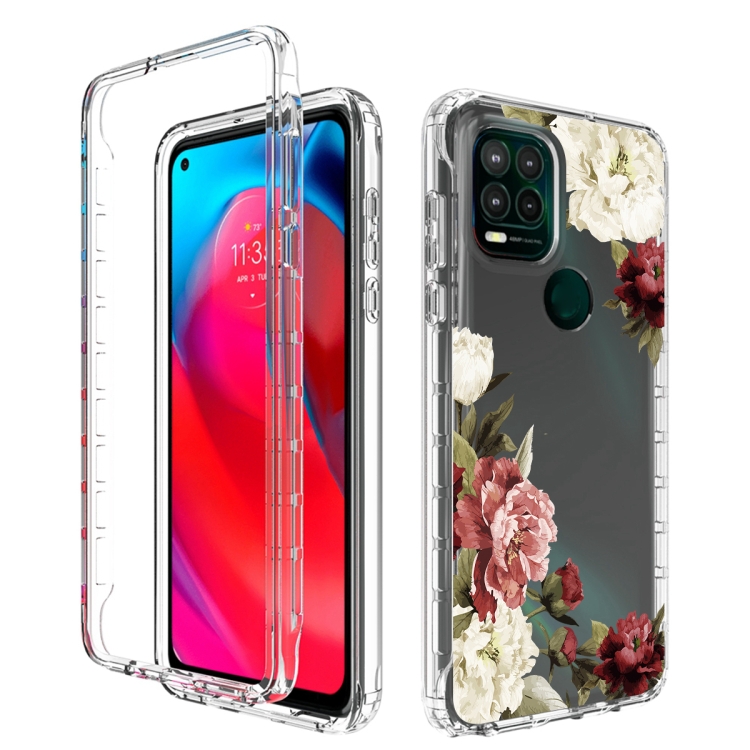 

For Motorola Moto G Stylus 5G 2021 PC+TPU Transparent Painted Phone Case(Rose)