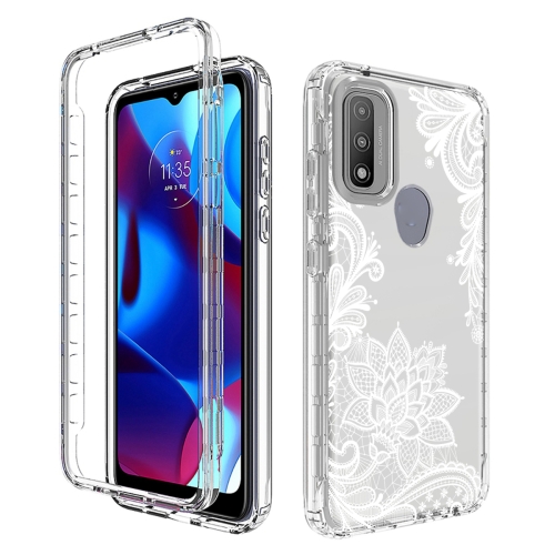 

For Motorola Moto G Pure PC+TPU Transparent Painted Phone Case(White Flower)