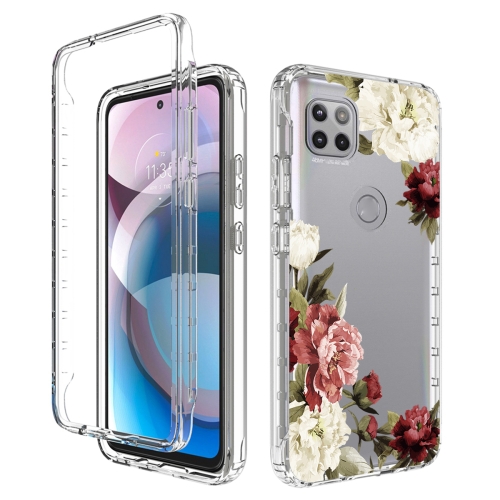 

For Motorola One 5G Ace PC+TPU Transparent Painted Phone Case(Rose)