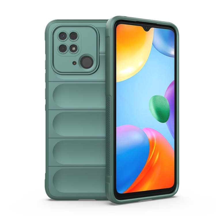 

For Xiaomi Redmi 10C Magic Shield TPU + Flannel Phone Case(Dark Green)