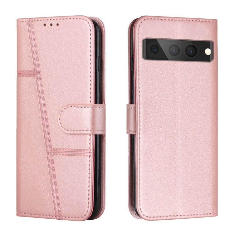 

For Google Pixel 7 Pro Stitching Calf Texture Buckle Leather Phone Case(Pink)