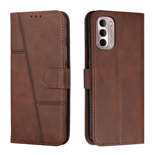 

For Motorola Moto G Stylus 2022 5G Stitching Calf Texture Buckle Leather Phone Case(Brown)