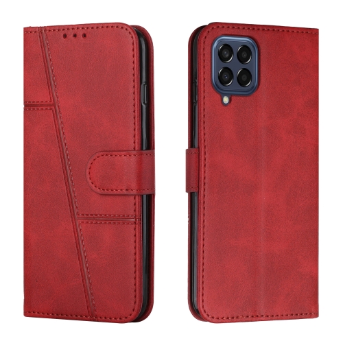 

For Samsung Galaxy M53 Stitching Calf Texture Buckle Leather Phone Case(Red)