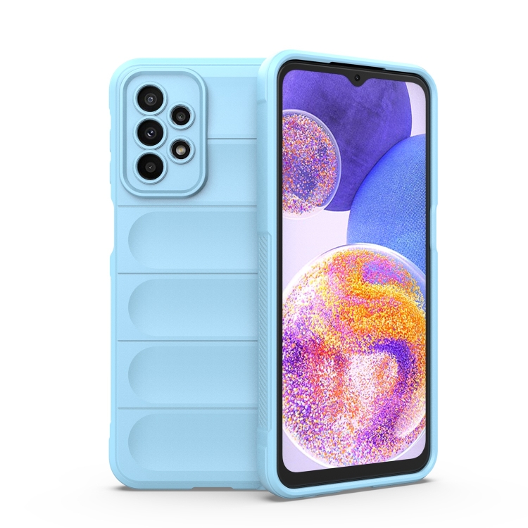 

For Samsung Galaxy A23 Magic Shield TPU + Flannel Phone Case(Light Blue)